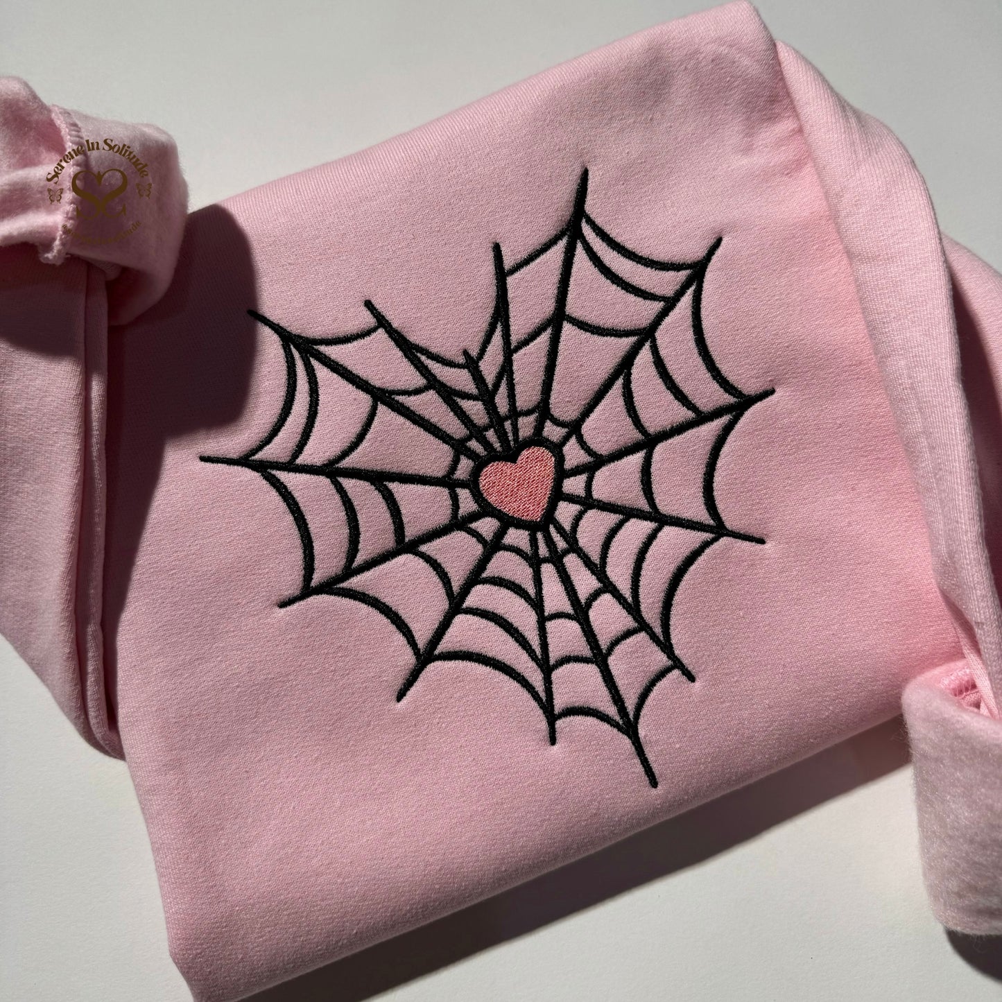 Embroidered Spider Web Heart Sweatshirt