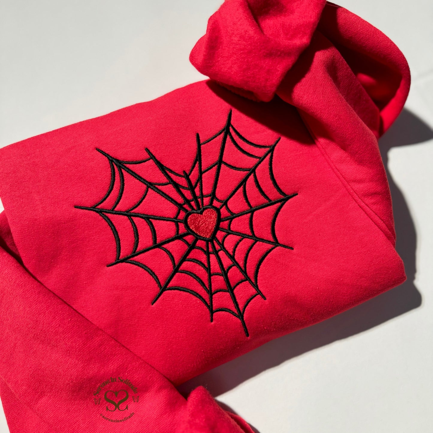 KIDS Embroidered Red Spider Web Heart