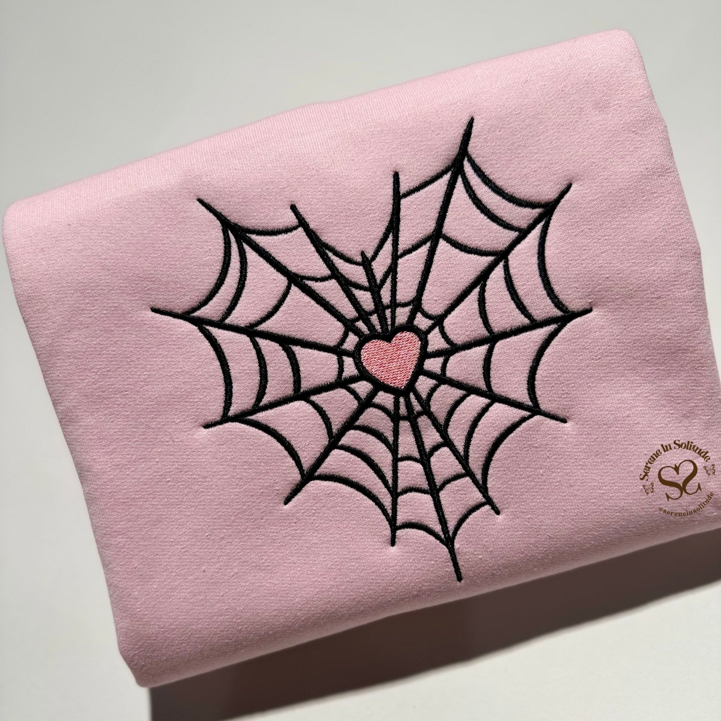 Embroidered Spider Web Heart Sweatshirt