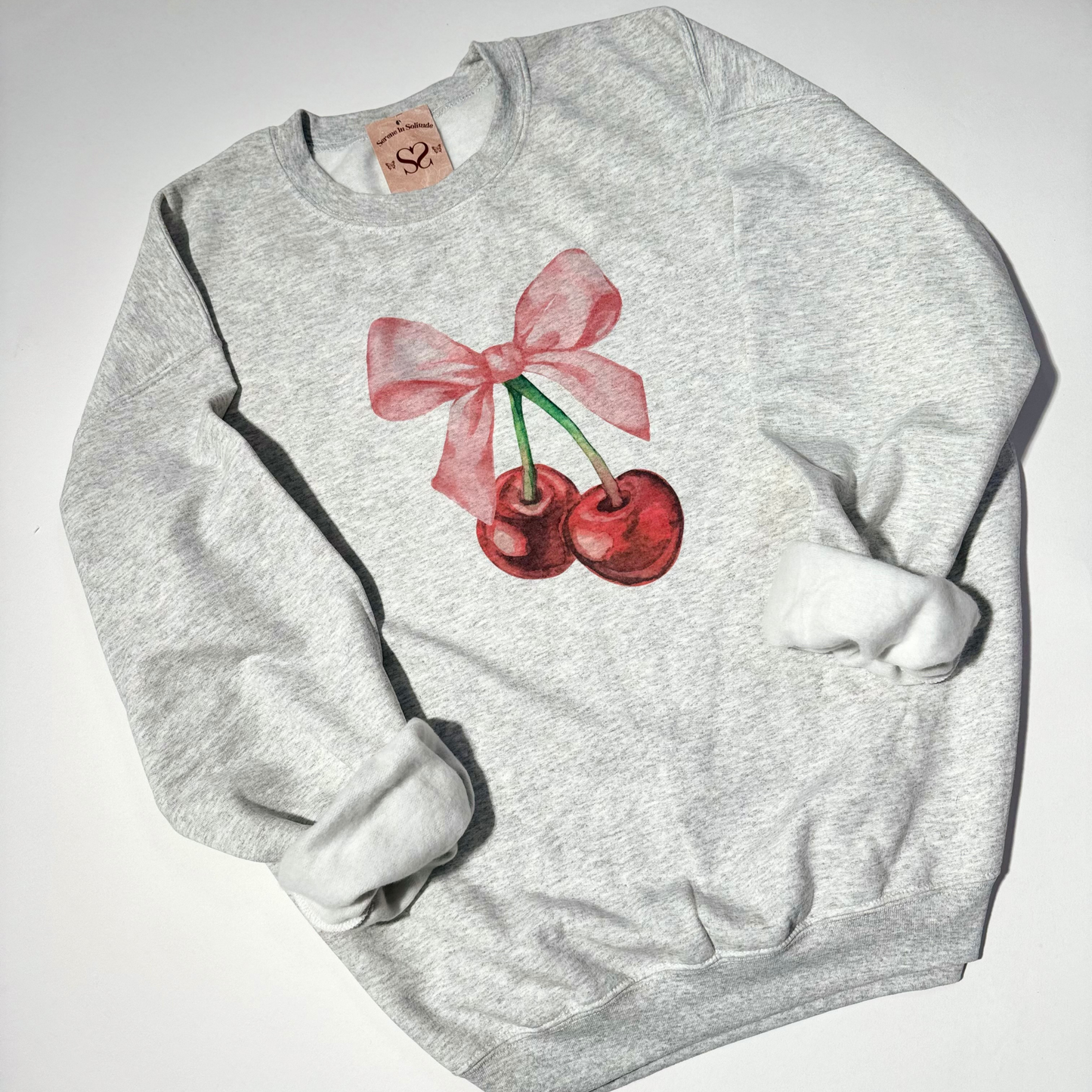 Cherry Bow Vintage Look Sweatshirt