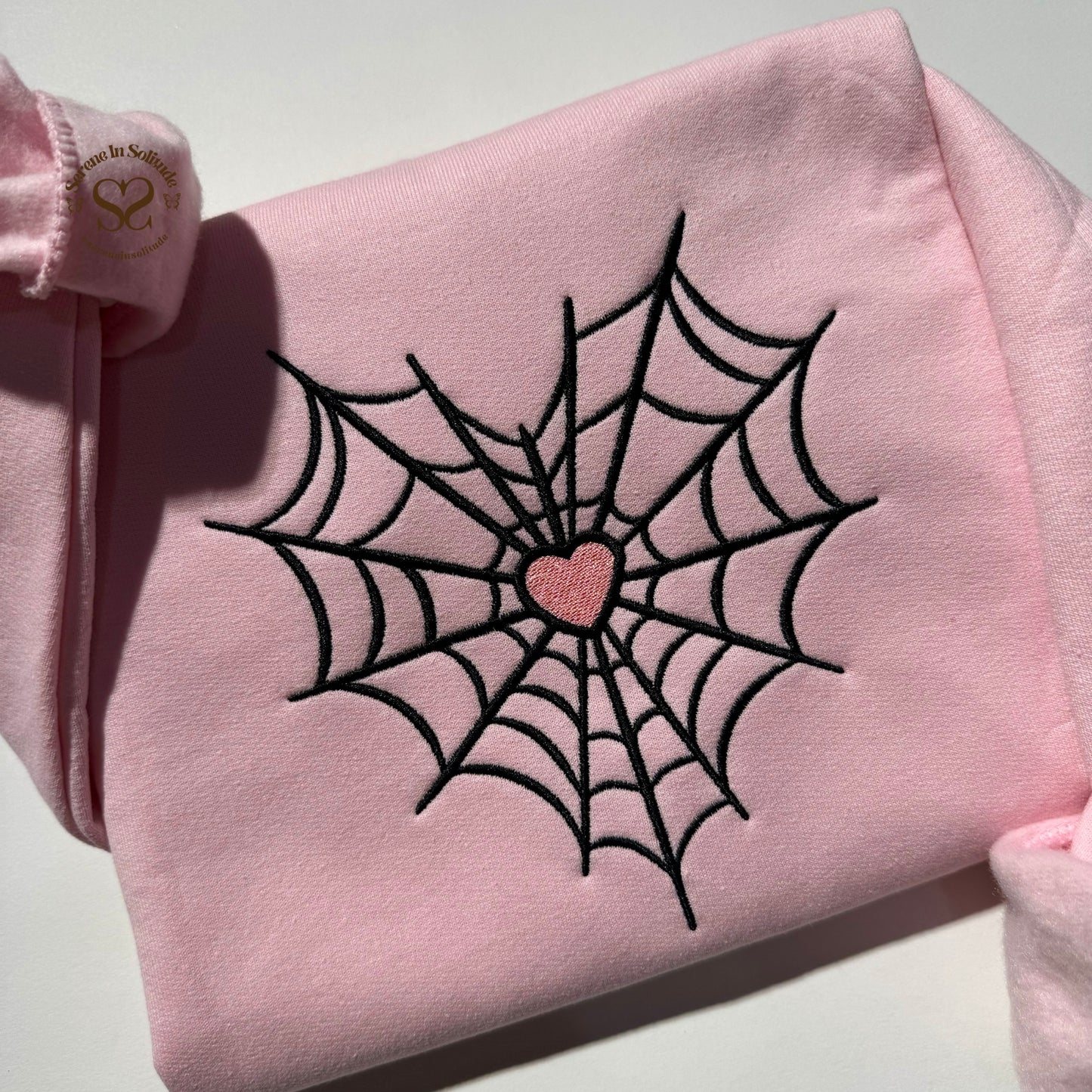 Embroidered Spider Web Heart Sweatshirt