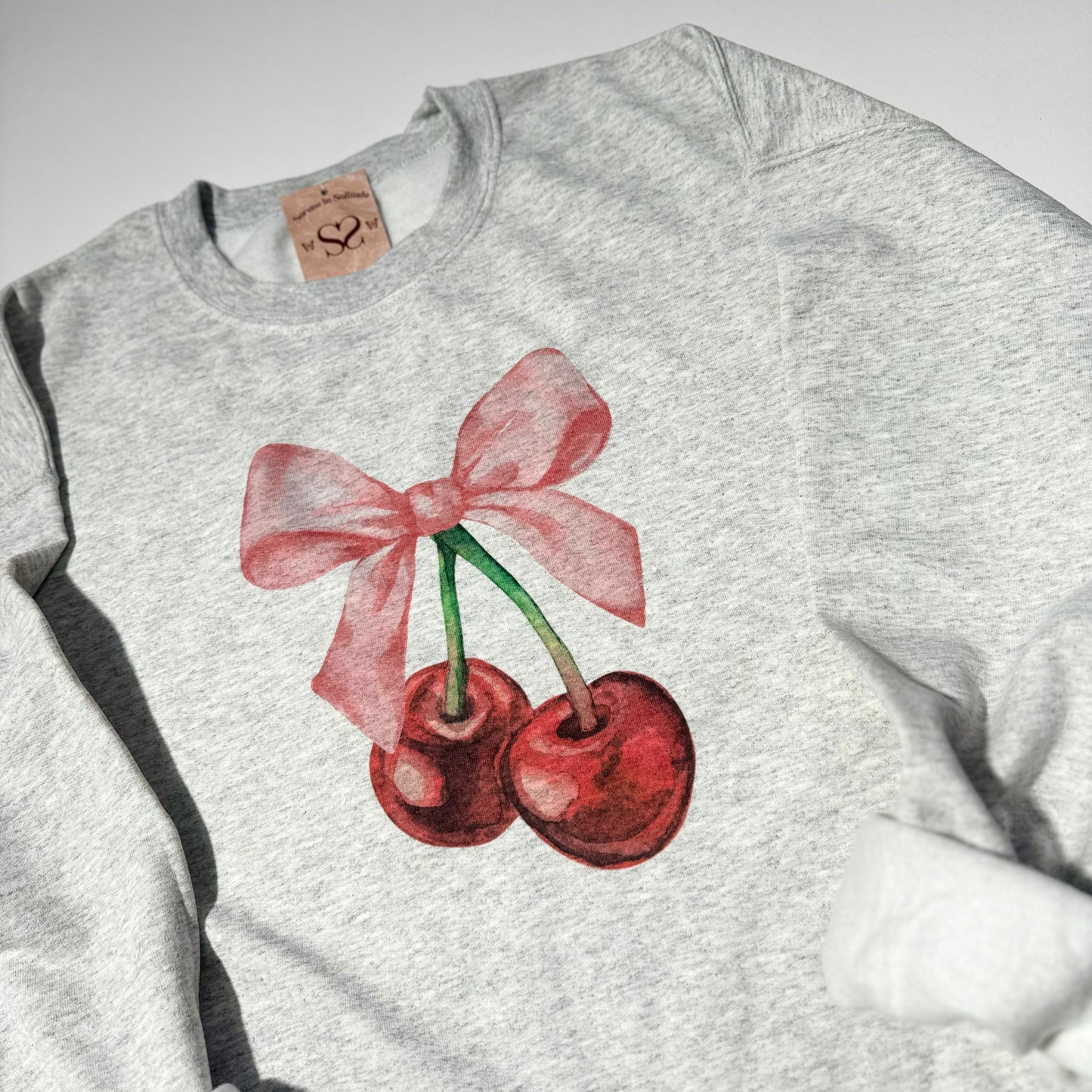 Cherry Bow Vintage Look Sweatshirt