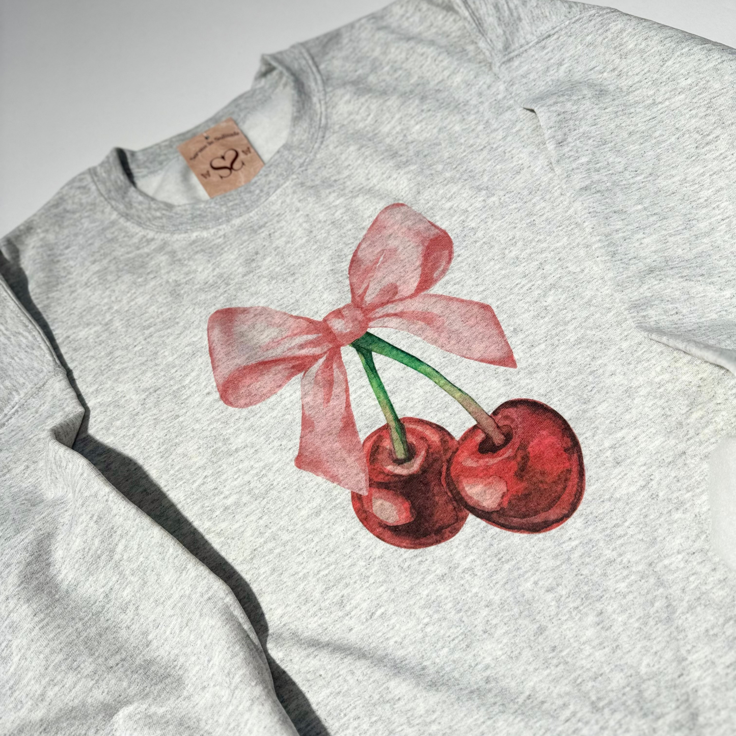 Cherry Bow Vintage Look Sweatshirt
