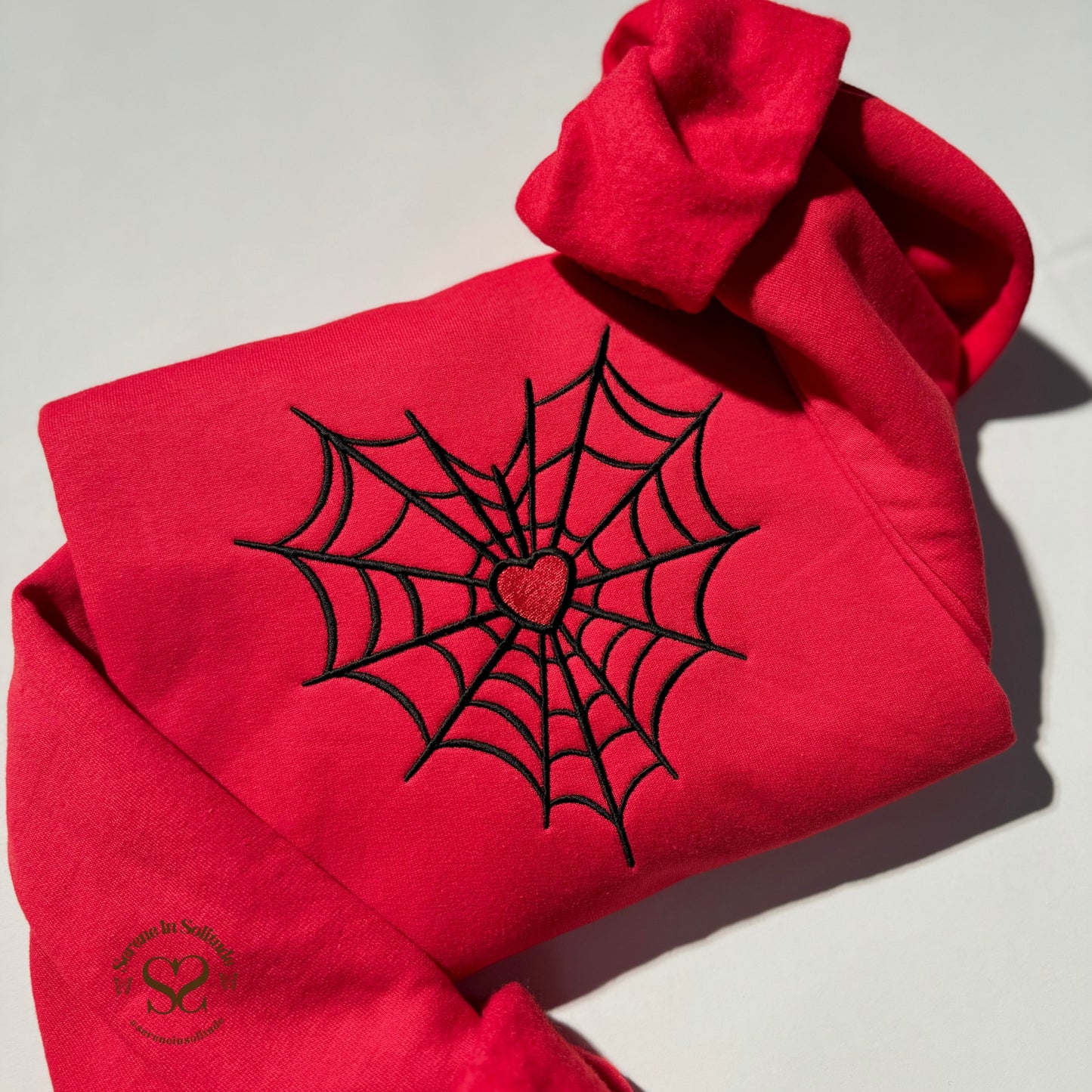 KIDS Embroidered Red Spider Web Heart