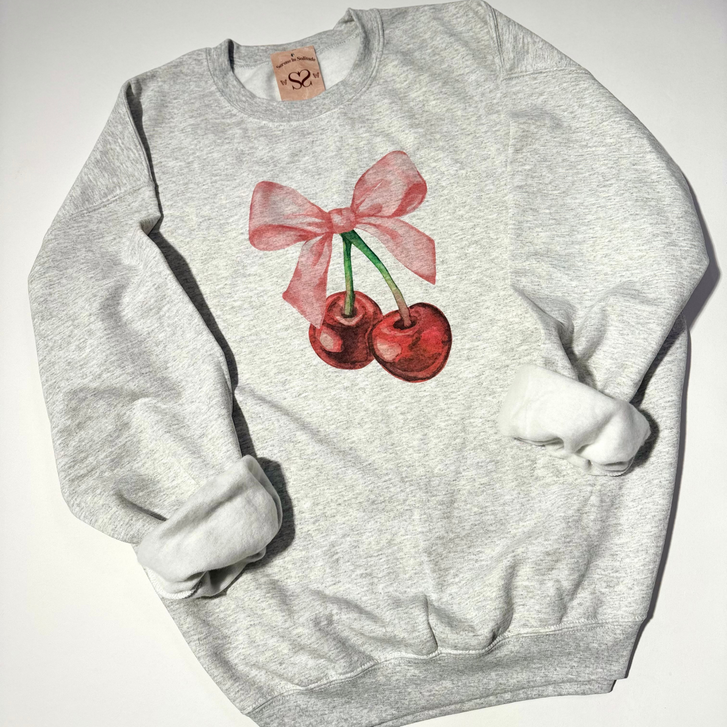 Cherry Bow Vintage Look Sweatshirt