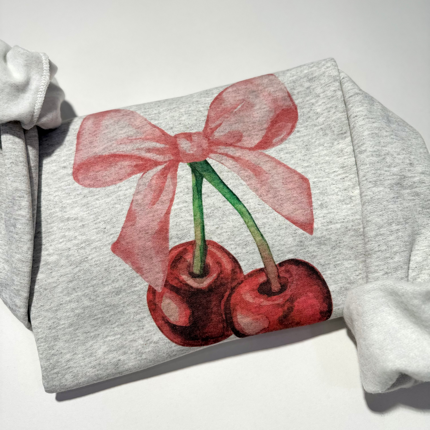 Cherry Bow Vintage Look Sweatshirt