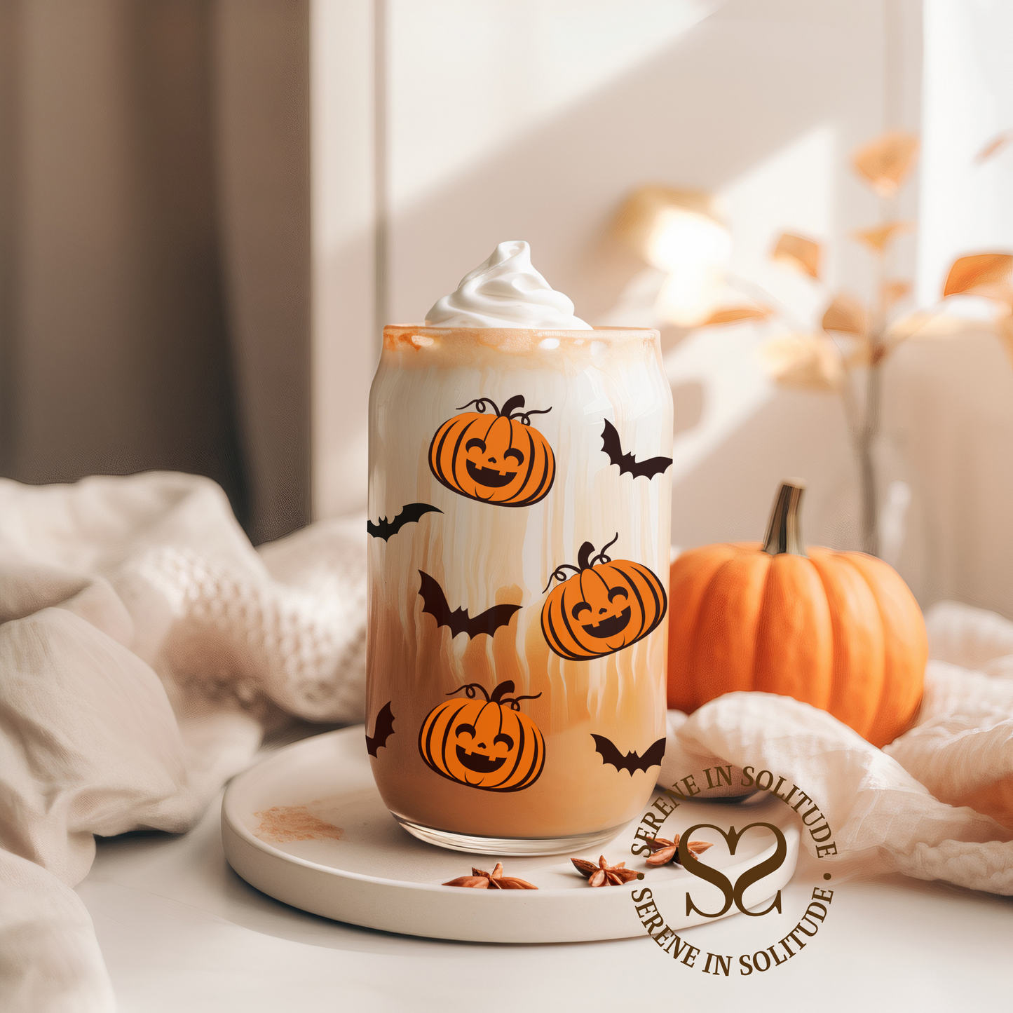 Spooky Kitty Glass Cup 16 Oz