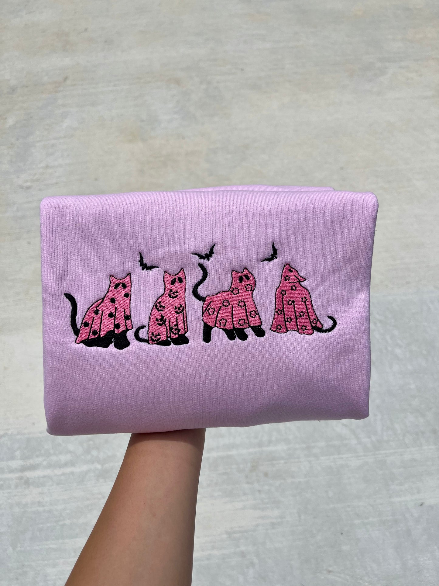 Embroidered Ghost Cats Sweatshirt