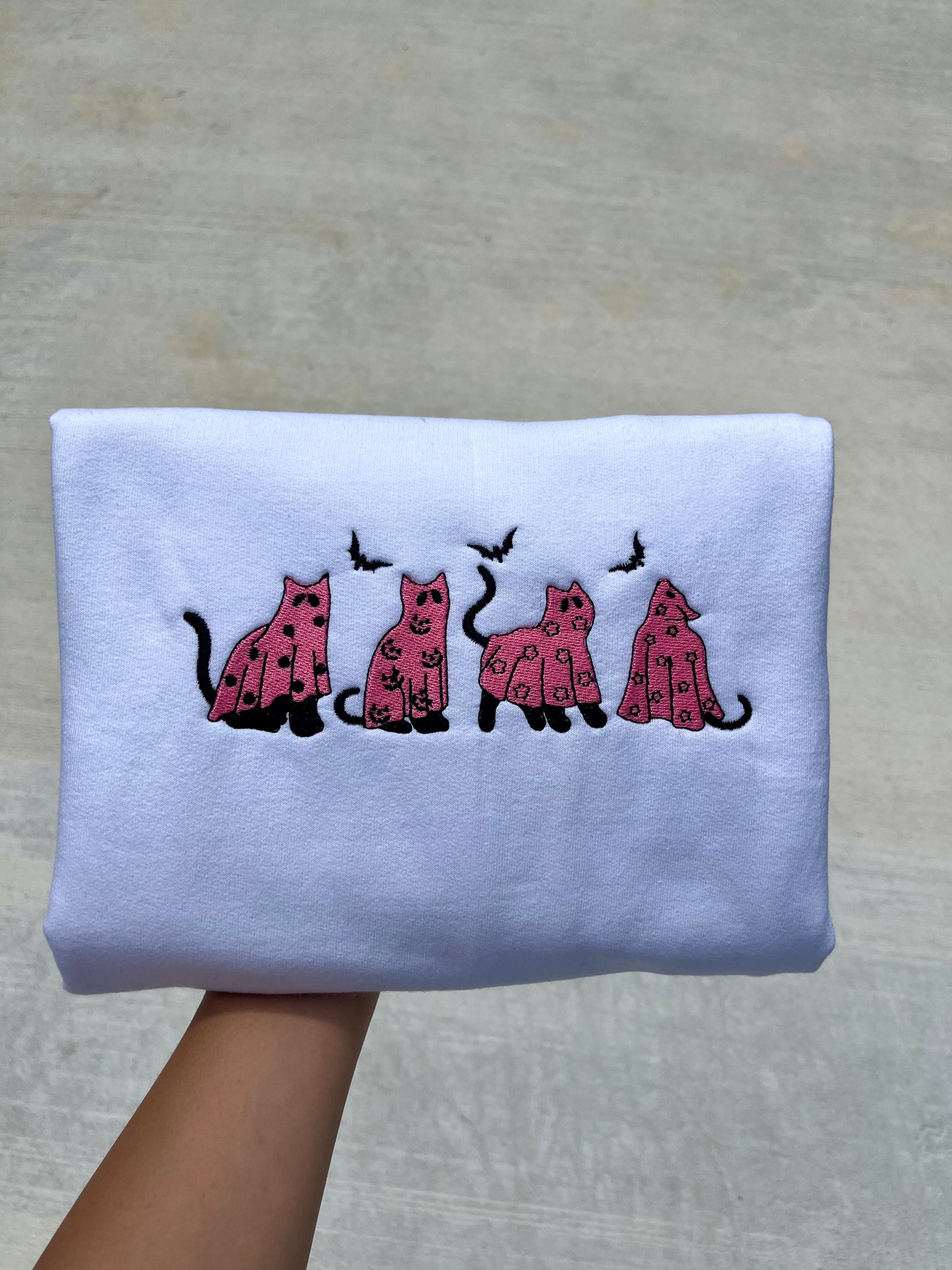 Embroidered Ghost Cats Sweatshirt
