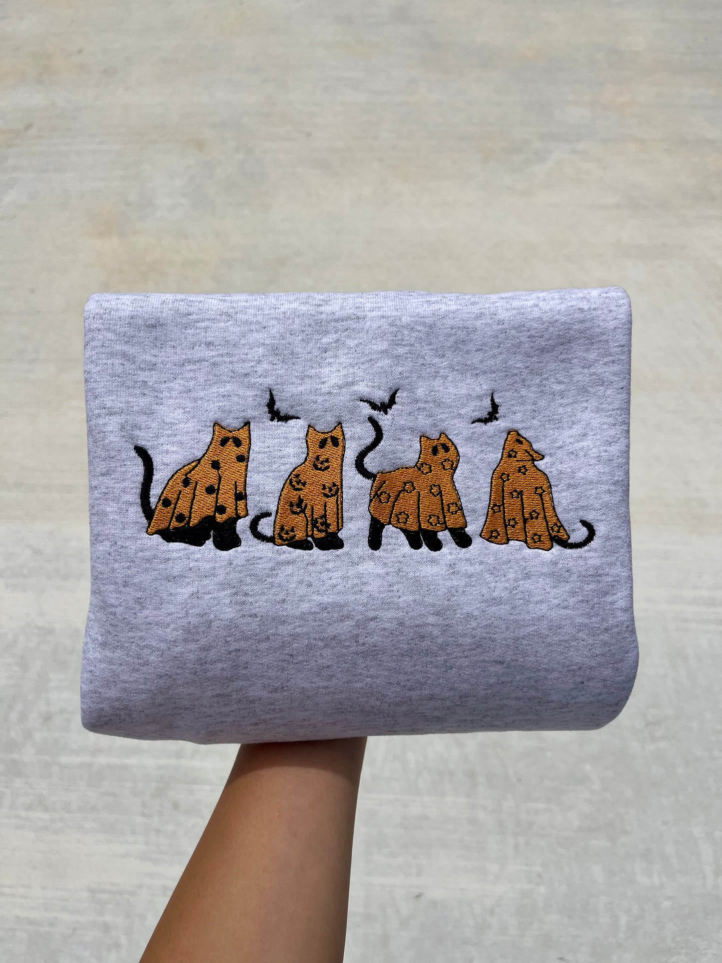 Embroidered Ghost Cats Sweatshirt