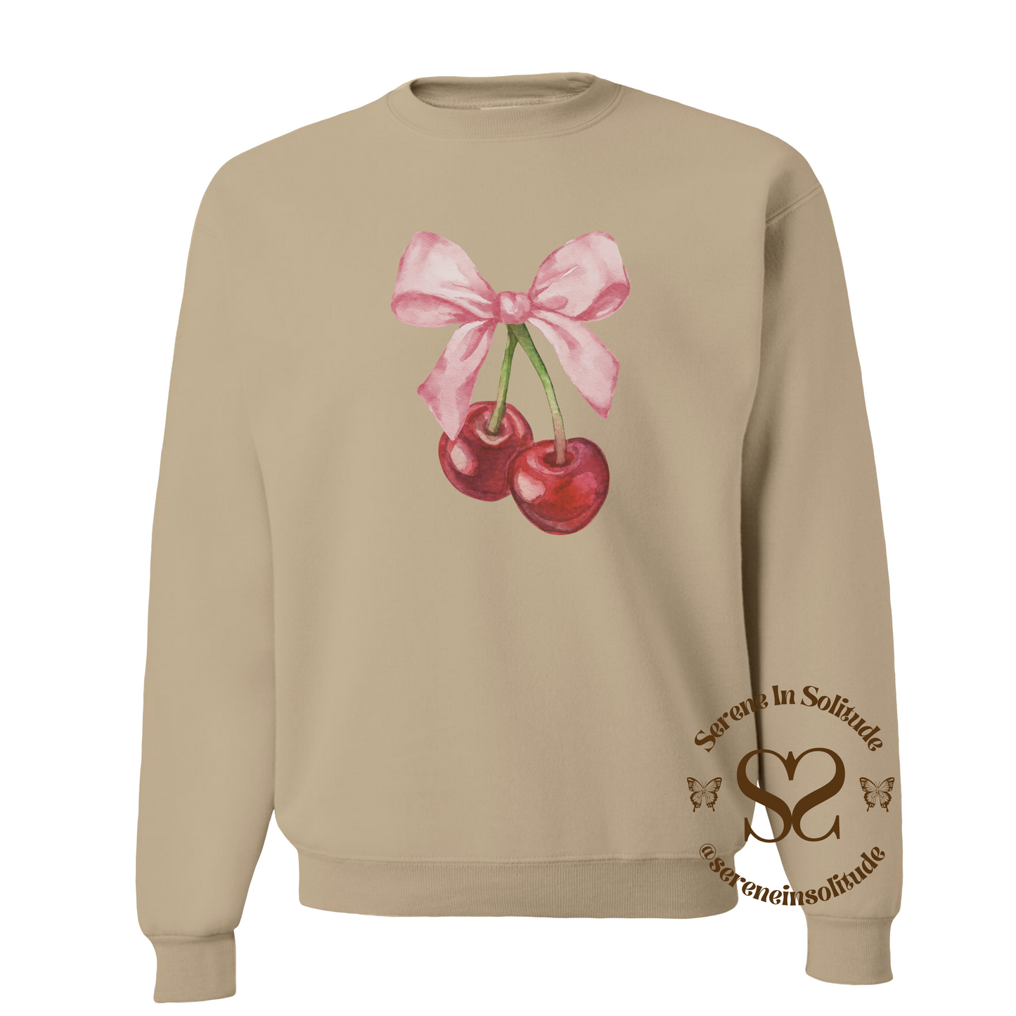 Cherry Bow Vintage Look Sweatshirt