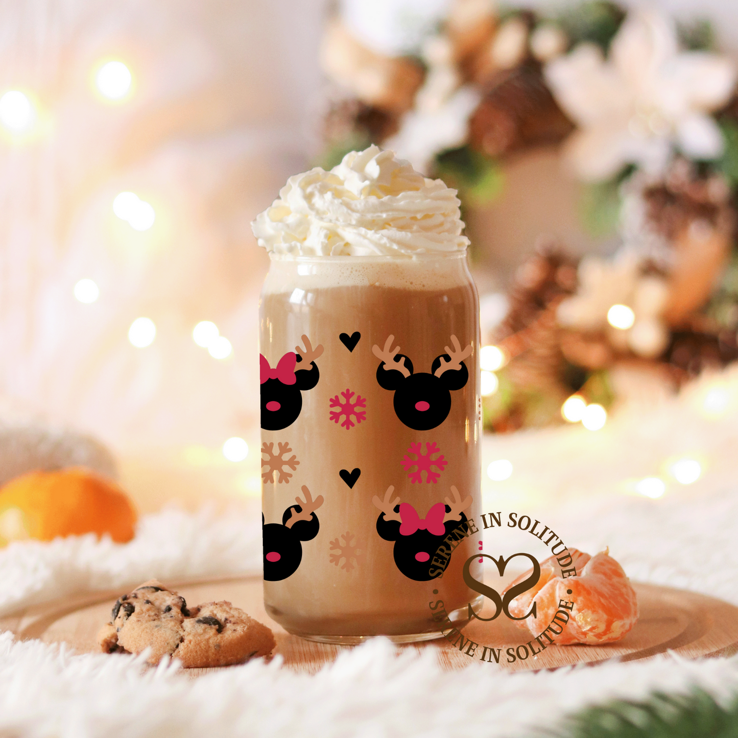 Christmas Deer Glass Cup 16 Oz