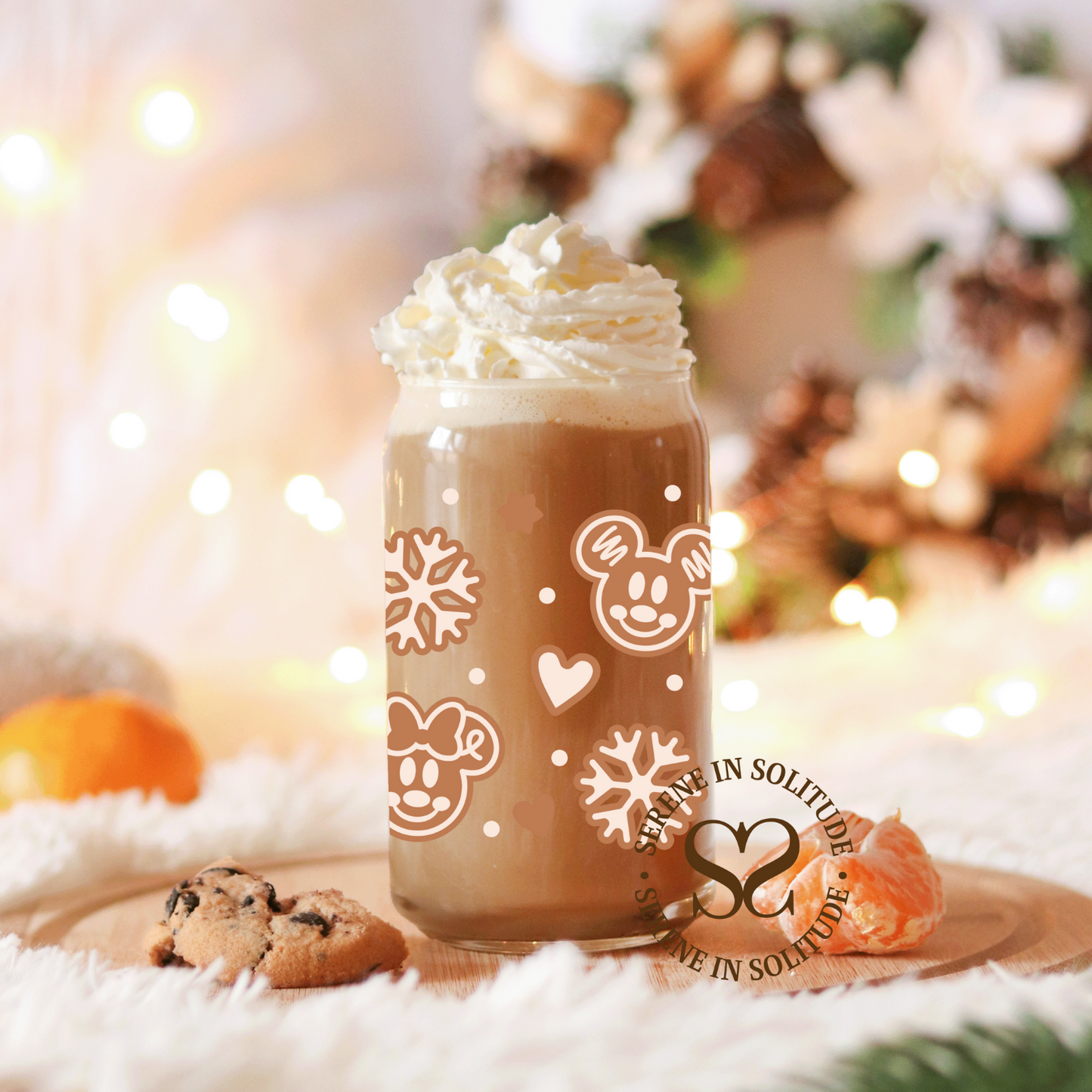 Gingerbread Ears Glass Cup 16 Oz
