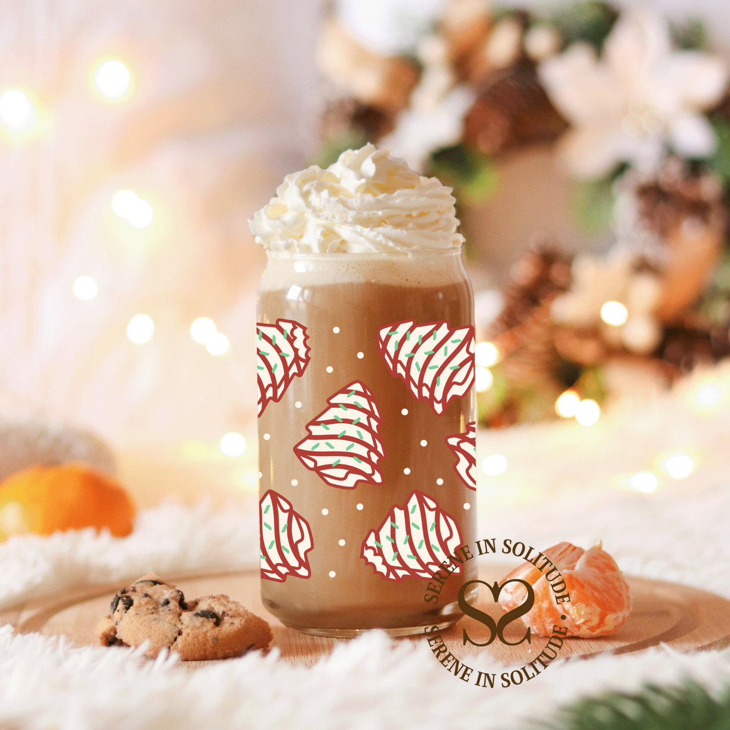 Christmas Tree Cake Glass Cup 16 Oz