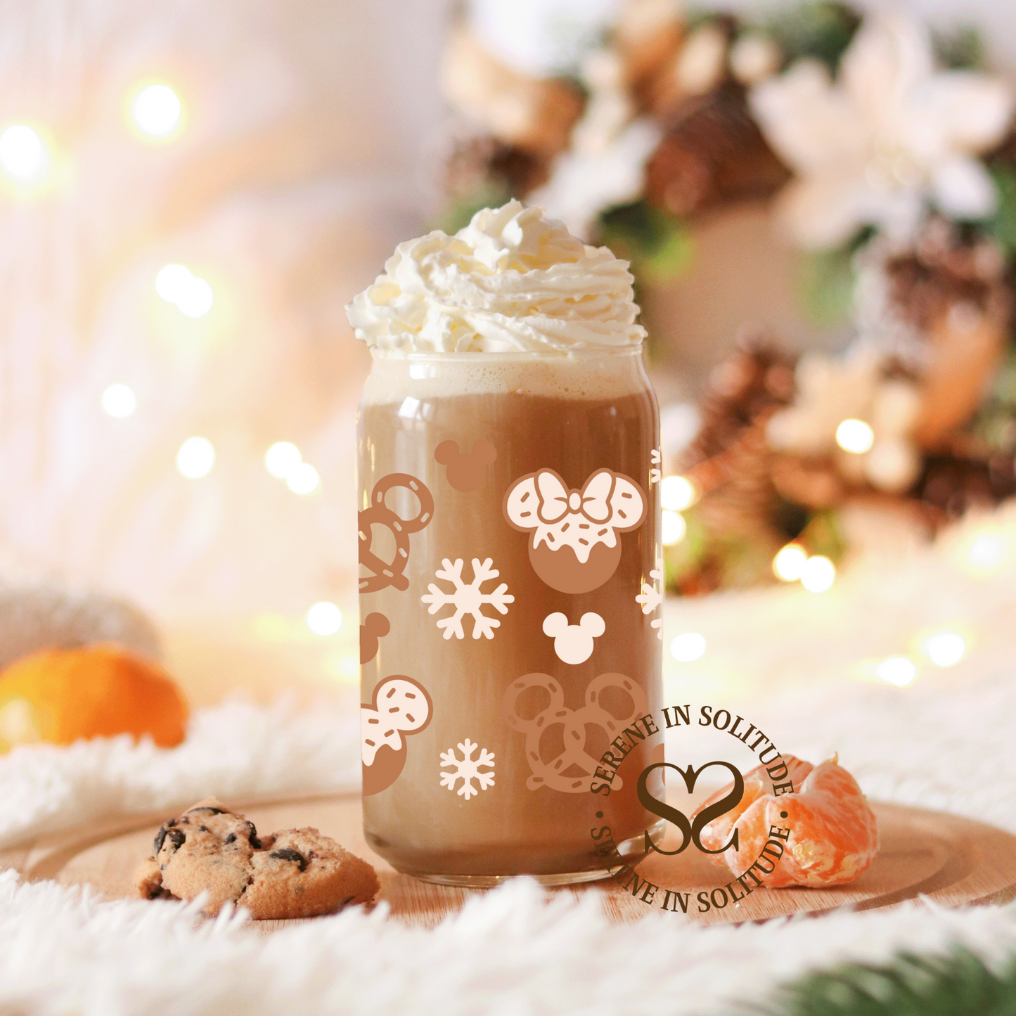 Gingerbread Ears Glass Cup 16 Oz