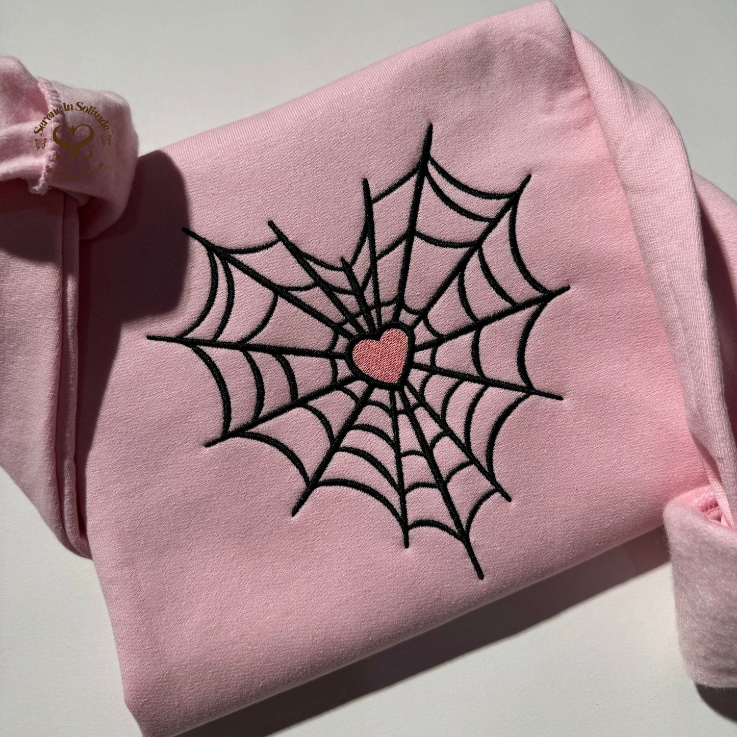 KIDS Embroidered Pink Spider Web Heart