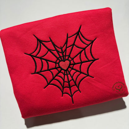 KIDS Embroidered Red Spider Web Heart