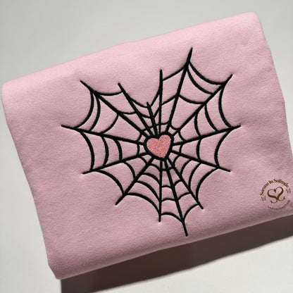 KIDS Embroidered Pink Spider Web Heart