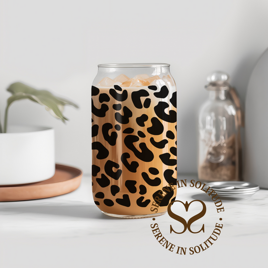 leopard Glass Cup 16 Oz