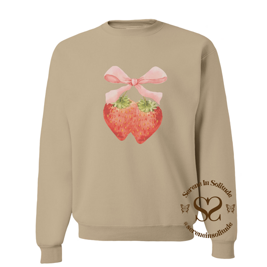 Strawberry Bow Vintage Look Sweatshirt