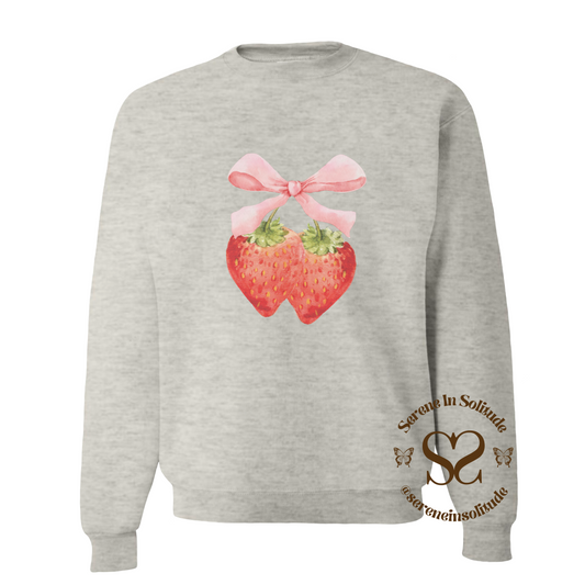 Strawberry Bow Vintage Look Sweatshirt