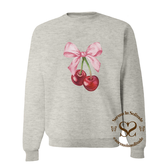 Cherry Bow Vintage Look Sweatshirt